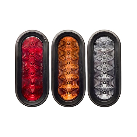 Tecniq 6" Oval Rvrs 6 Led Wht Grmt Mnt Clr Lens 3Pole TQ T66-WCRT-1